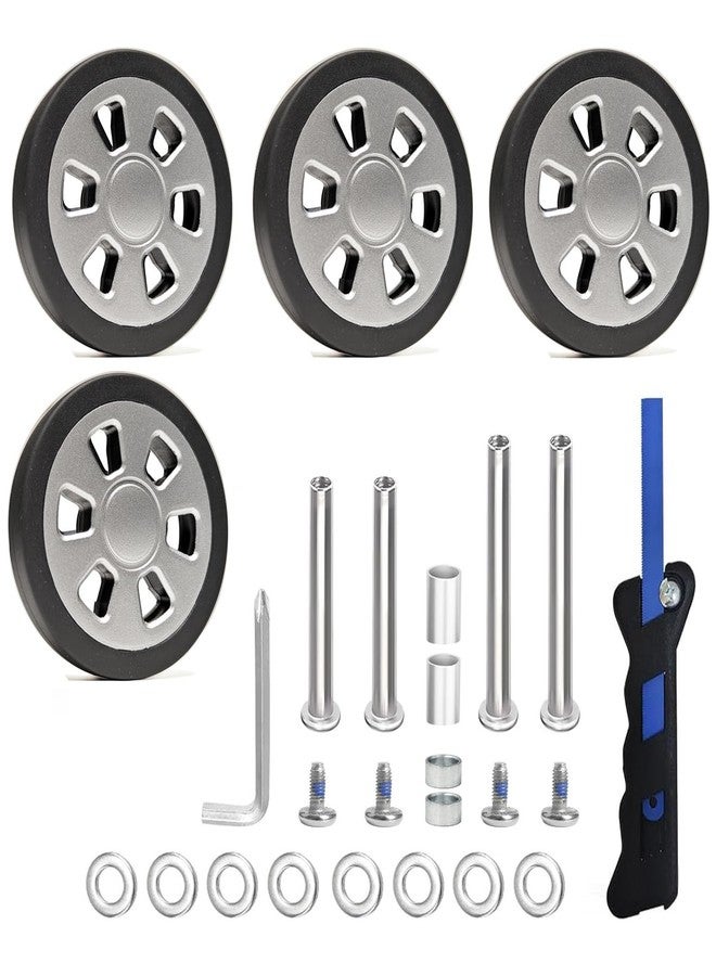 FSATNDE 4PC Suitcase Replacement Spinner Wheel Rubber Luggage Wheels with 2 Size Axles Mute Flexible Smooth for Damaged Luggage Trolley Caster Repair 60mm - Image 1